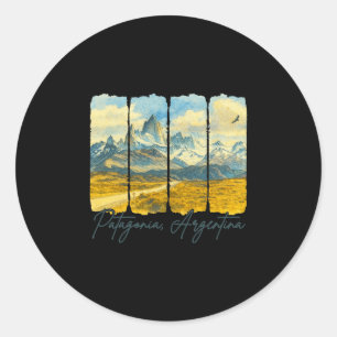 Sticker Rond Patagonia Argentine Voyage Coup de pinceau Patagon