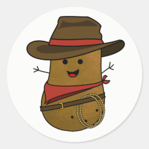 Sticker Rond Patate Cowboy