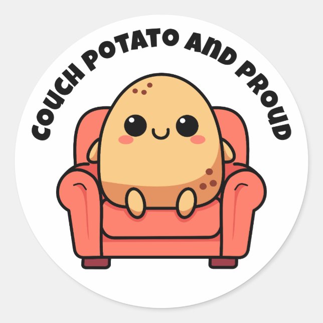 Sticker Rond Patate de Canapé et Fière (Devant)
