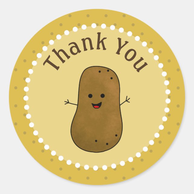 Sticker Rond Patate Heureuse Merci (Devant)