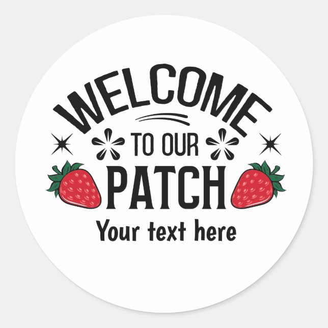 Sticker Rond Patch de fraises mignon bienvenue  (Devant)