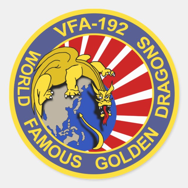 Sticker Rond Patch de l'escadron GOLDENDRAGONS VFA-192 (Devant)