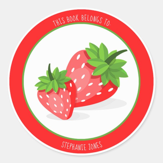 Sticker Rond Patch fraiseCe livre appartient à (Devant)