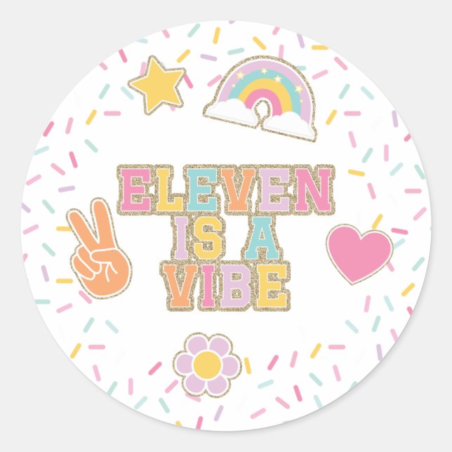 Sticker Rond Patch Preppy Eleven est un Vibe 11e anniversaire (Devant)