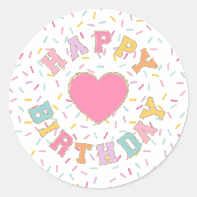 Sticker Rond Patch Preppy Lettre Anniversaire (Devant)