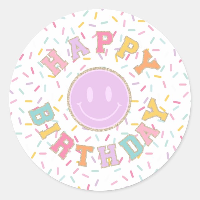 Sticker Rond Patch Preppy Lettre Anniversaire (Devant)