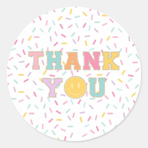 Sticker Rond Patch Preppy Lettre remerciement faveur