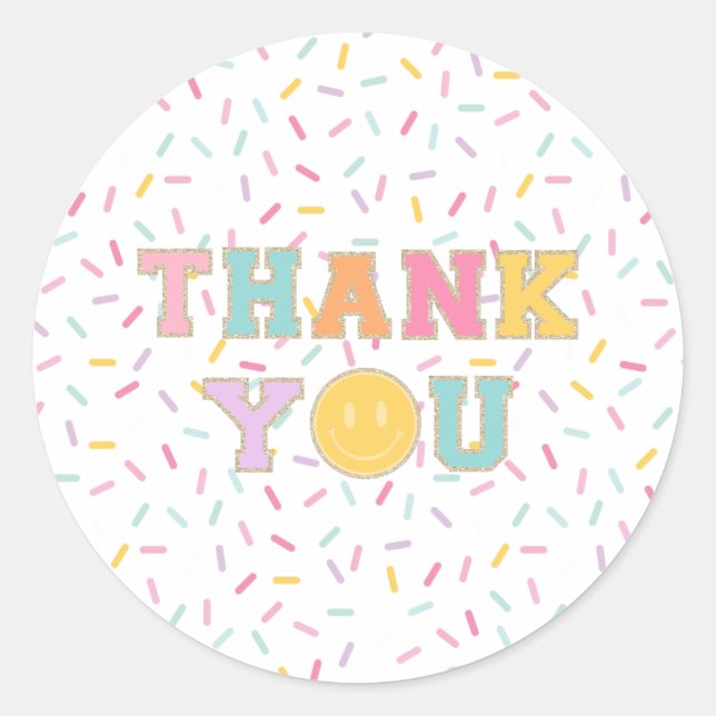Sticker Rond Patch Preppy Lettre remerciement faveur (Devant)