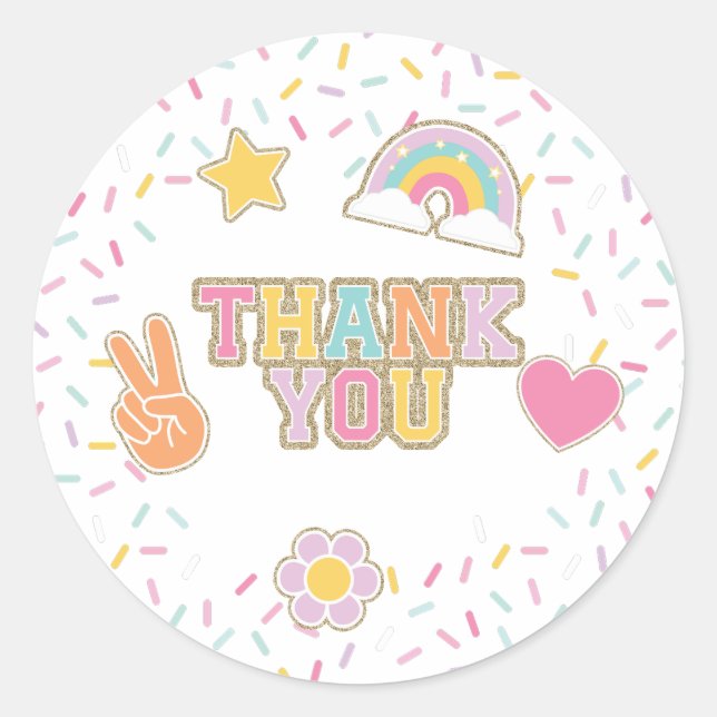 Sticker Rond Patch Preppy Merci Favori d'anniversaire (Devant)