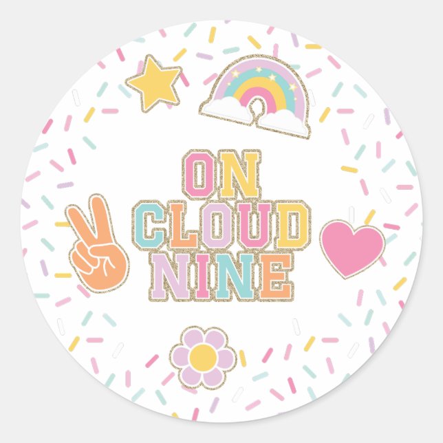 Sticker Rond Patch Preppy On Cloud Nine 9e Anniversaire (Devant)