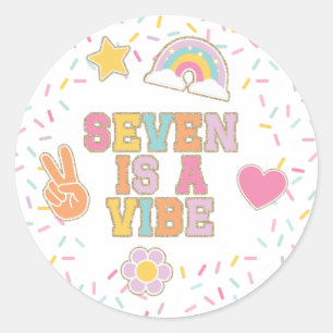 Sticker Rond Patch Preppy Seven est un Anniversaire Vibe