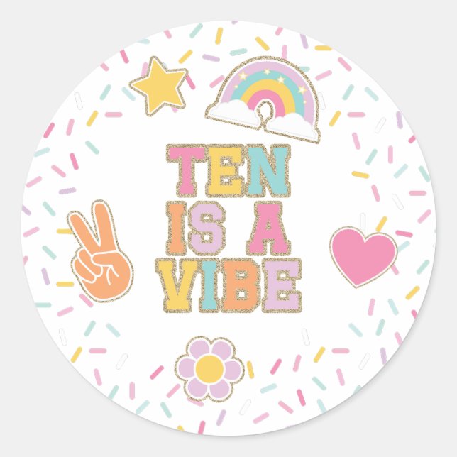 Sticker Rond Patch Preppy Ten est une Vibe 10e Anniversaire (Devant)