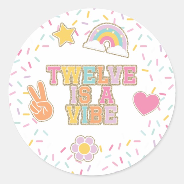 Sticker Rond Patch Preppy Twelve est un Vibe 12e anniversaire (Devant)