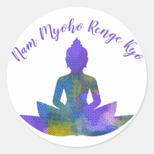 Sticker Rond Patchwork Pastel Spirituel Moitié Lotus Yoga Nam