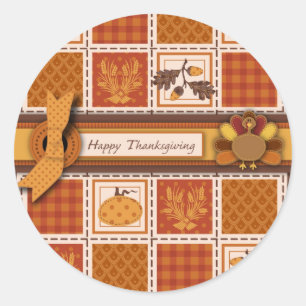 Sticker Rond Patchwork Quilted look Thanksgiving
