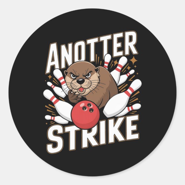 Sticker Rond Pâte à bascule drôle - Anotter Strike Otter (Devant)
