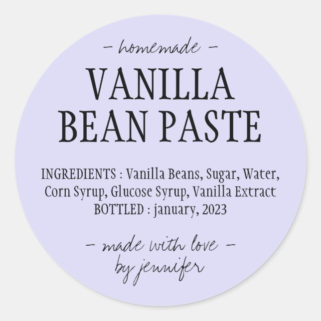Sticker Rond Pâte de fève de lilas vanille bouteille d'extrait  (Devant)