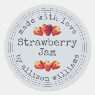 Sticker Rond Pâte de Fraise Maison Rustique Bleu Pastel