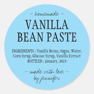 Sticker Rond Pâte de vanille bleue en bouteille extrait maison