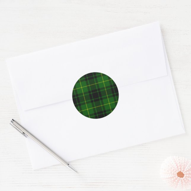 Sticker Rond Pâte verte de tartan MacArthur (Enveloppe)