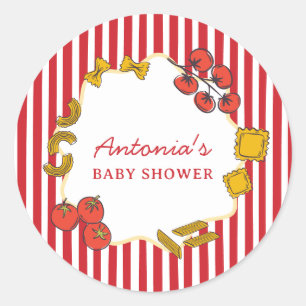 Sticker Rond Pâtes Italiennes Ciao Bambino Baby Shower
