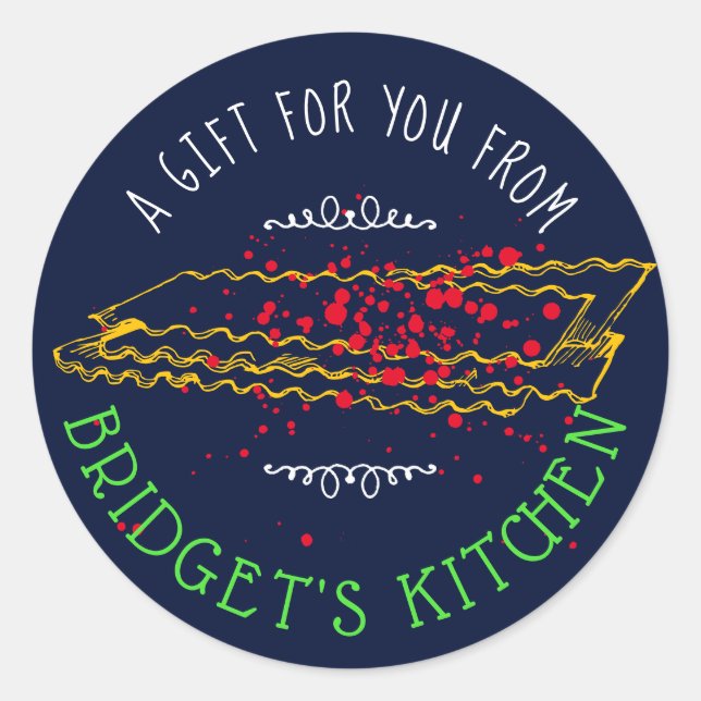 Sticker Rond Pâtes Lasagna personnalisées depuis la cuisine de (Devant)