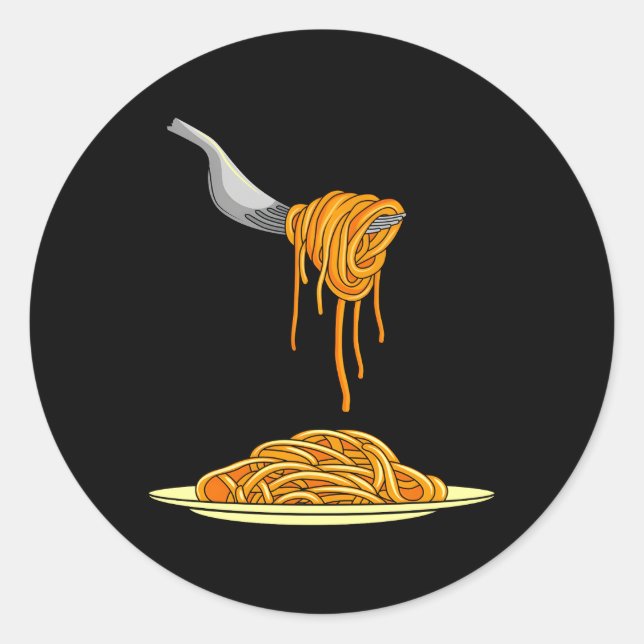 Sticker Rond Pâtes Spaghetti nouilles Cuisiner Italien Fourche  (Devant)