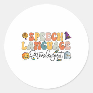 Sticker Rond Pathologie du langage vocal Halloween Thérapie voc
