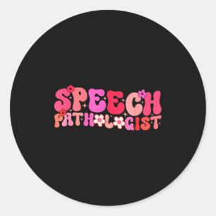 Sticker Rond Pathologiste du langage Groovy Thérapie du langage
