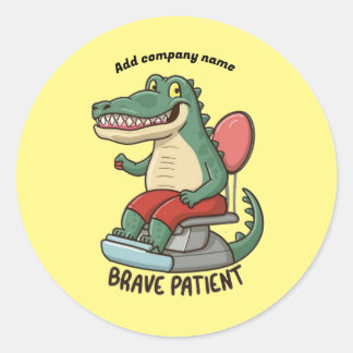 Sticker Rond patient courageux crocodail dentiste pour enfants