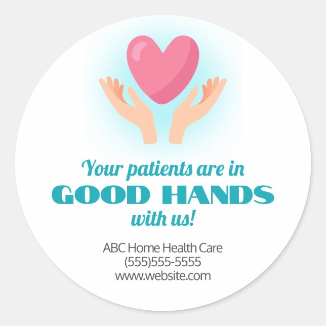 Sticker Rond Patients en bonne main Marketing Médicale (Devant)
