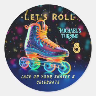 Sticker Rond Patinage à rouleaux, 8 ans