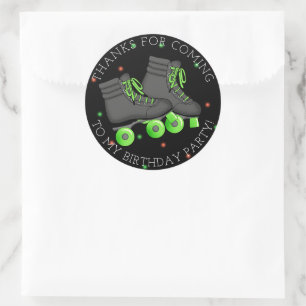 Sticker Rond Patinage à rouleaux pour garçon Merci d'anniversai