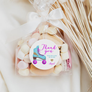 Sticker Rond Patinage à rouleaux Retro Anniversaire Fête Favori