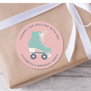 Sticker Rond Patinage à roulettes Anniversaire Merci de fête