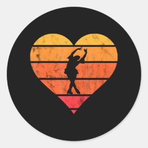 Sticker Rond Patinage artistique Coeur Patinage sur glace Patin