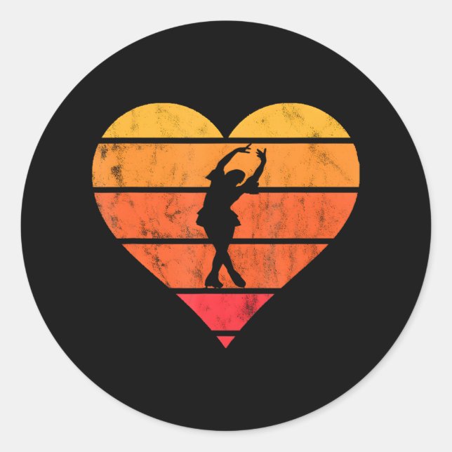 Sticker Rond Patinage artistique Coeur Patinage sur glace Patin (Devant)