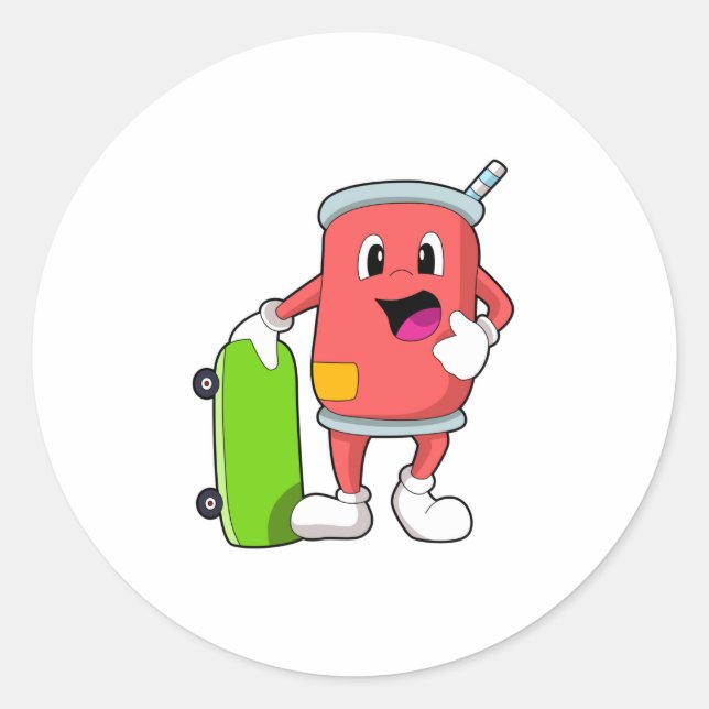 Sticker Rond Patinage avec skateboard (Devant)