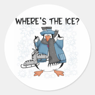Sticker Rond Patinage de glace de pingouin