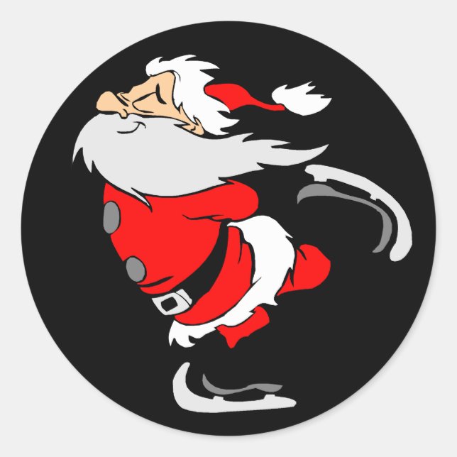 Sticker Rond Patinage du Père Noël (Devant)