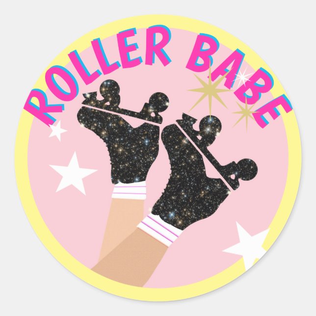 Sticker Rond Patinage moderne Roller Babe Skater Derby Patinage (Devant)