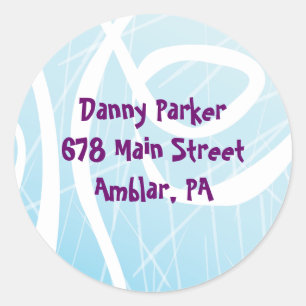 Sticker Rond Patinage sur glace Anniversaire Fête Retour Adress