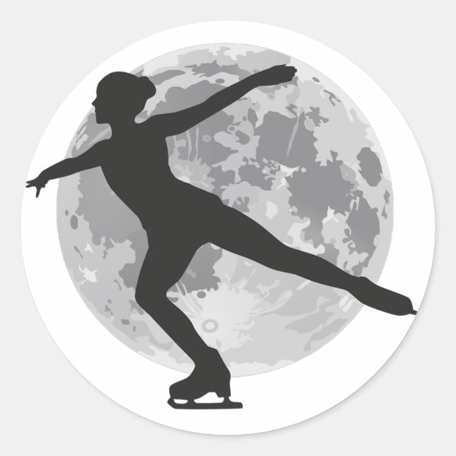 Sticker Rond Patinage sur glace Femmes Art (Devant)