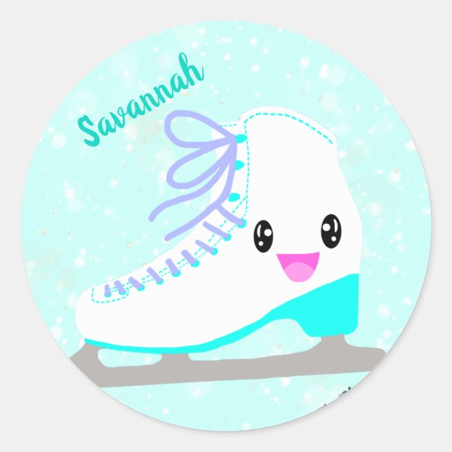 Sticker Rond Patinage sur glace personnalisé Patinage artistiqu (Devant)