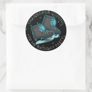 Sticker Rond Patinage sur glace pour garçon Anniversaire Merci