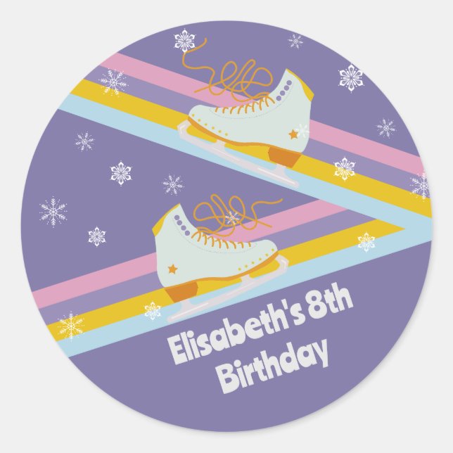 Sticker Rond Patinage sur glace - Rétro Anniversaire (Devant)