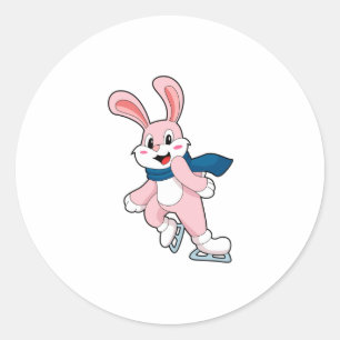 Sticker Rond Patinage sur glace sur lapin Patins sur glace