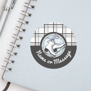 Sticker Rond Patinage sur glace tartan moderne mignon personnal