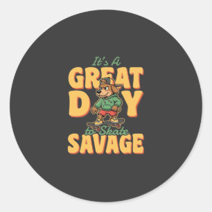 Sticker Rond Patiner Chien Grande Journée Sauvage