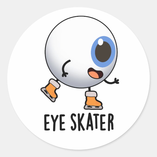 Sticker Rond Patineur d'oeil amusant jeu de patinage sur glace (Devant)